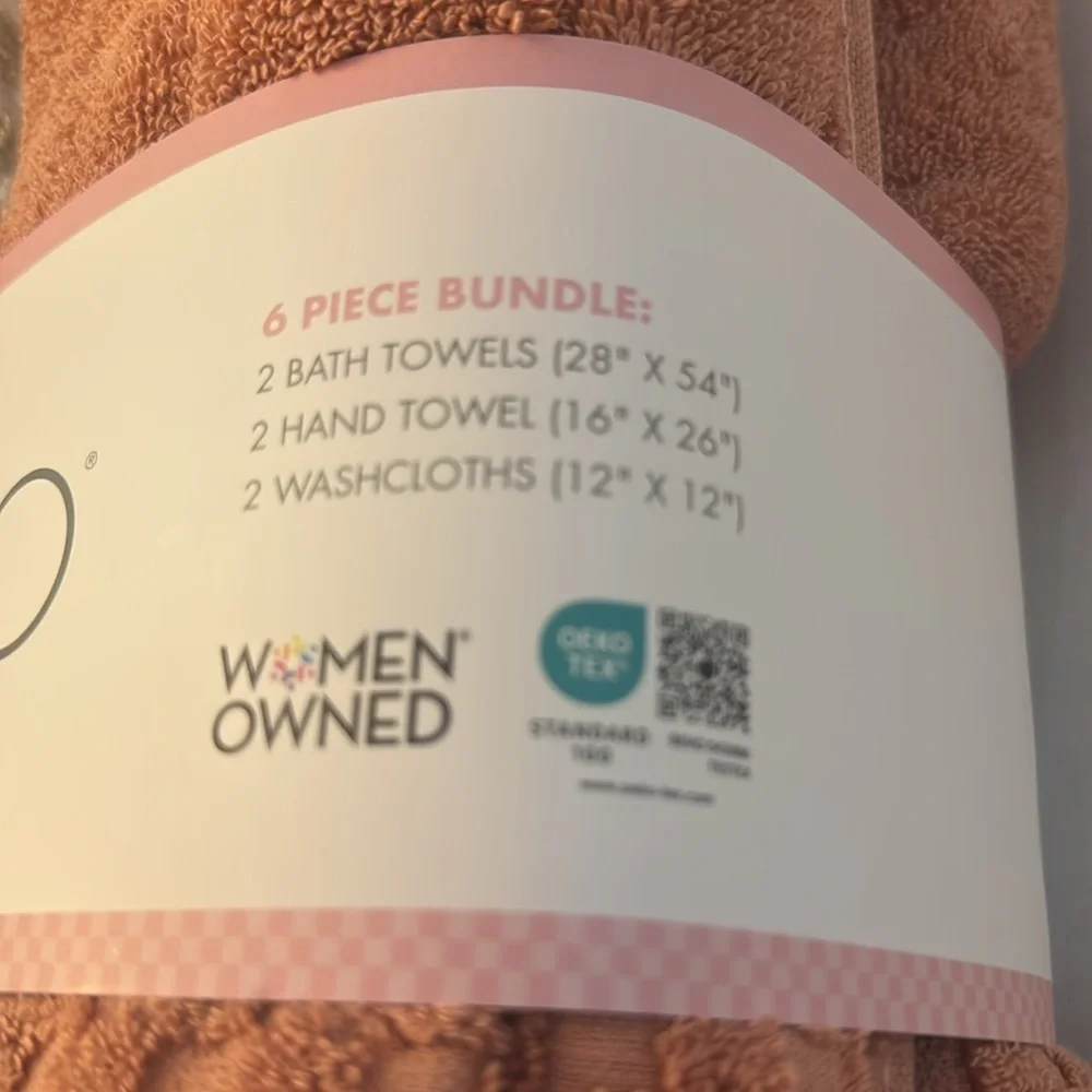 💥6pc CARO HOME 100% Cotton Bath Towel Set - Pink/White